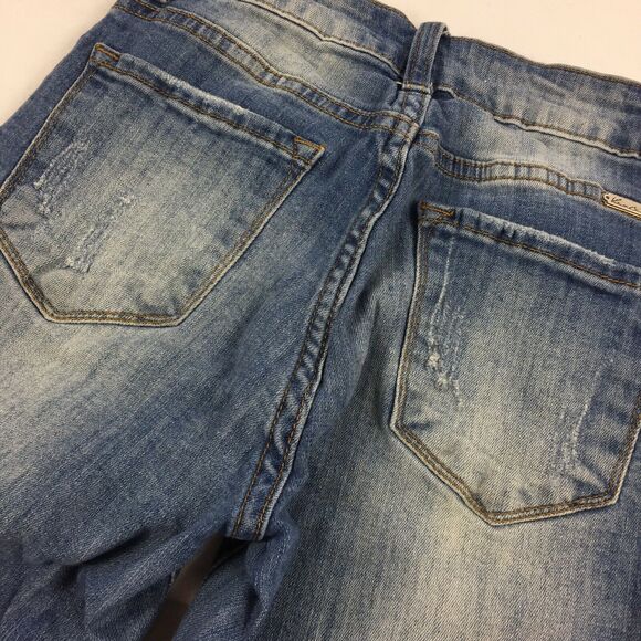 Kancan Skinny Leg Jeans Size 27 Womens Ripped Blue Wash Stretch Distressed Denim - Picture 3 of 10